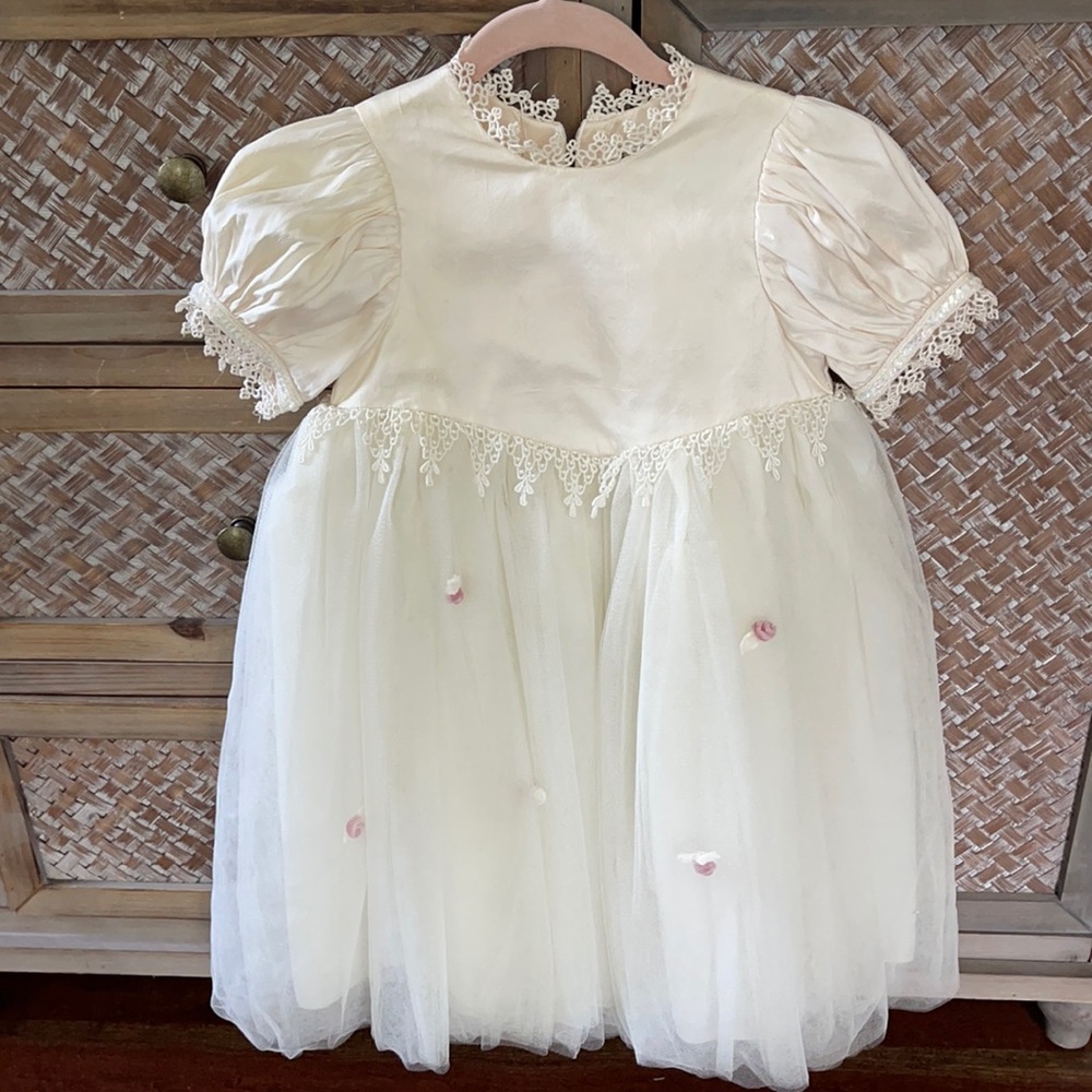 Little Darlings England dress size 2 Vintage Christening Baptism Flower Girl